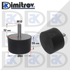 Антивибрационен тампон М10 х Ø60 х 35 mm